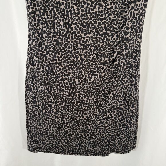 LOFT Dress Women's Small Petite Black Brown Animal Print Sleeveless Round Neck - Picture 3 of 8